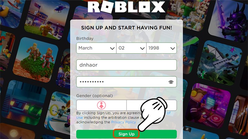  Đăng nhập Roblox 