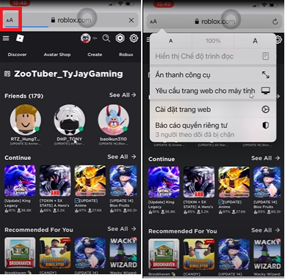 Cách mua Robux 120h trên điện thoại iOS