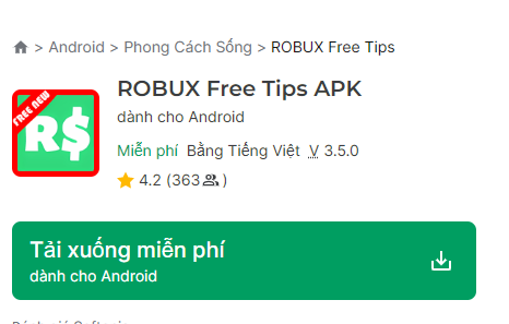 Cách tải app hack Robux Roblox 