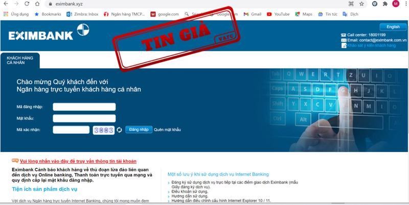 Mạo nhận website ngân hàng lừa đảo 