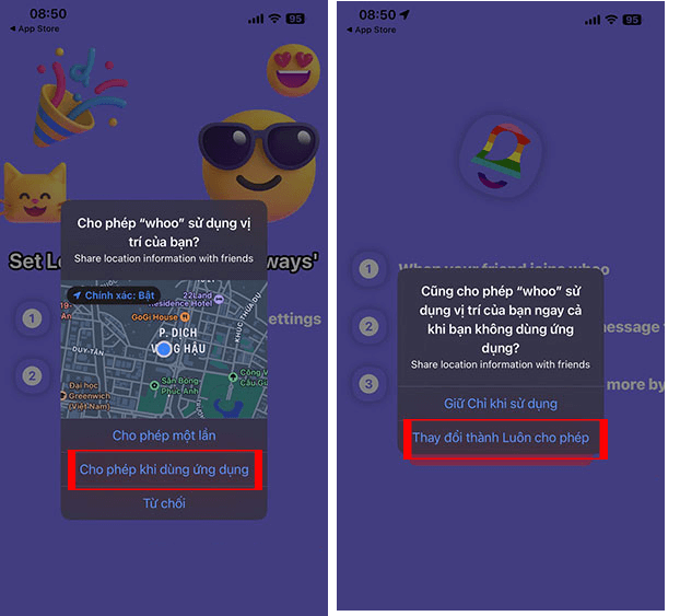 Cách chia sẻ vị trí trên app Whoo