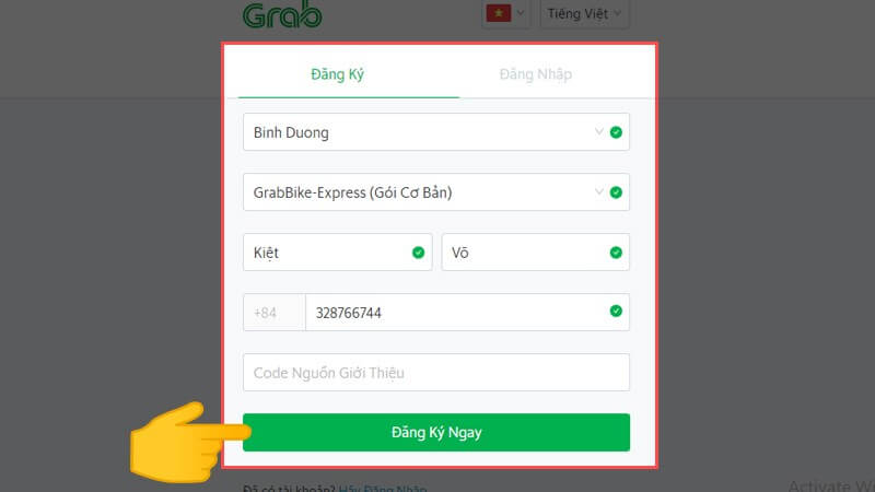 Cách đăng ký Grab online 1
