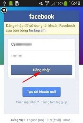Cách đăng nhập Instagram bằng Facebook trên điện thoại 2