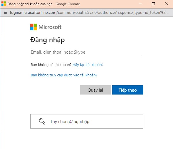 cách đăng nhập ôn luyện.vn bằng Microsoft