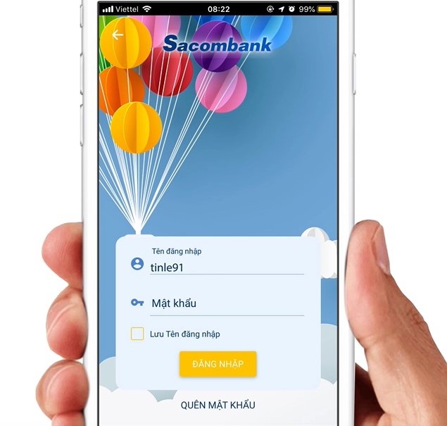 Cách đăng nhập Sacombank mBanking trên điện thoại