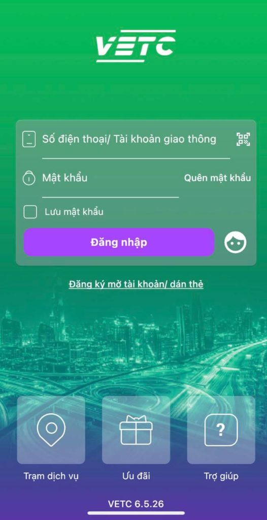 Cách đăng nhập tài khoản VETC trên điện thoại