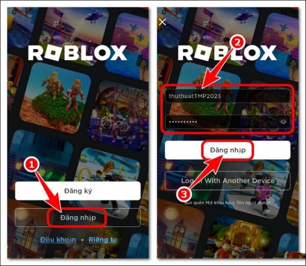 Cách để đăng nhập Roblox trên điện thoại