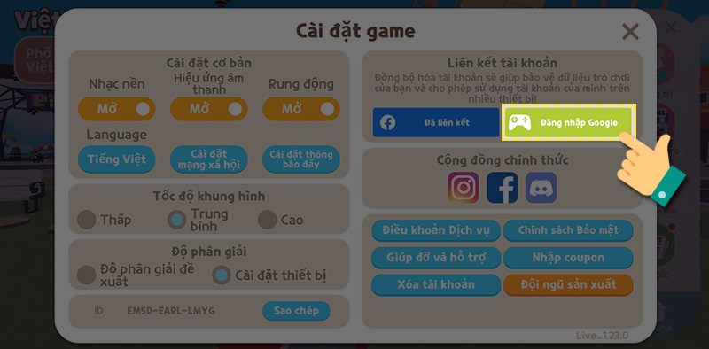 Cách liên kết Play Together với Google