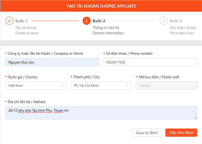 Cách nhập mã bưu chính Shopee