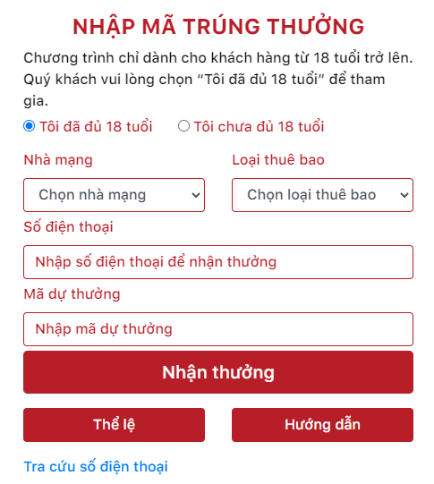 Cách nhập mã trúng thưởng bia Sài Gòn