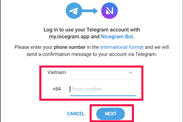 Đăng nhập Nicegram trên PC