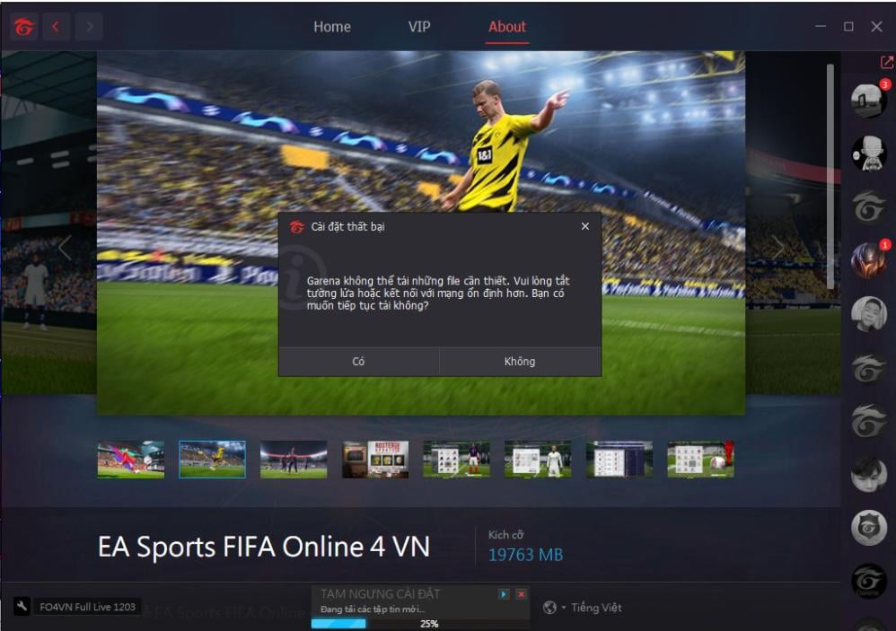 Lỗi đăng nhập FIFA Online 4 