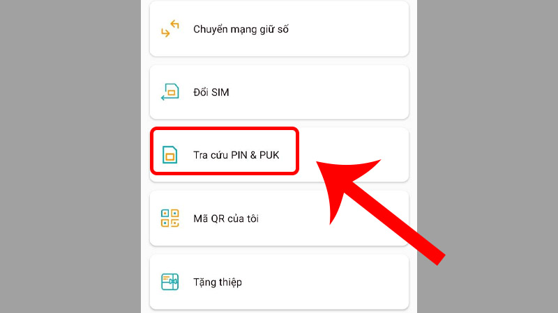 Xem mã PUK sim Viettel online trên app điện thoại