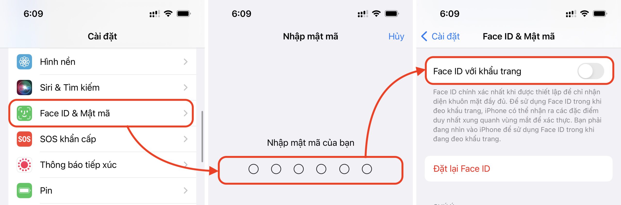 Bạn phải nhập mật mã để bật Face ID