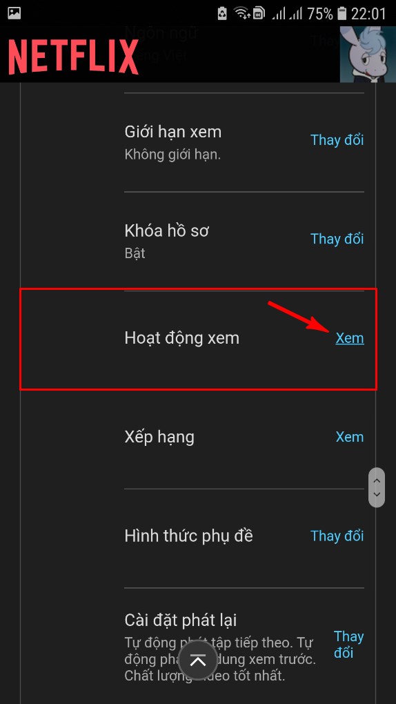 Xóa lịch sử Netflix trên điện thoại