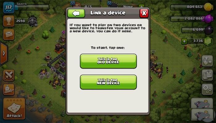 Cách chuyển tài khoản Clash Of Clan trên thiết bị khác