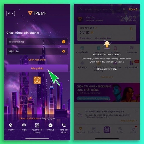 Cách đăng nhập app TPBank