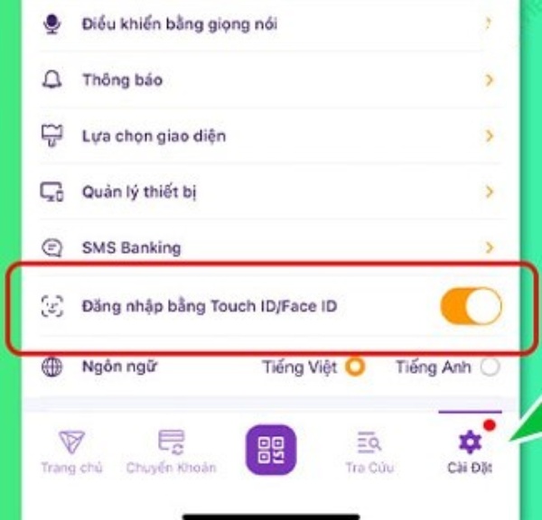 Cách đăng nhập app TPBank bằng Touch ID/ Face ID 