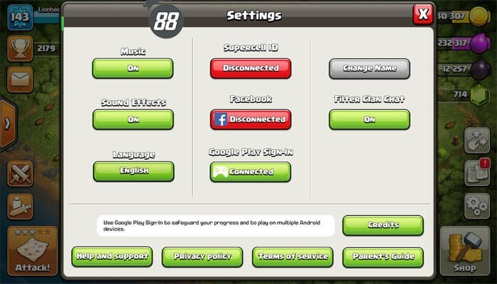 Cách đăng xuất Clash Of Clan trên thiết bị khác