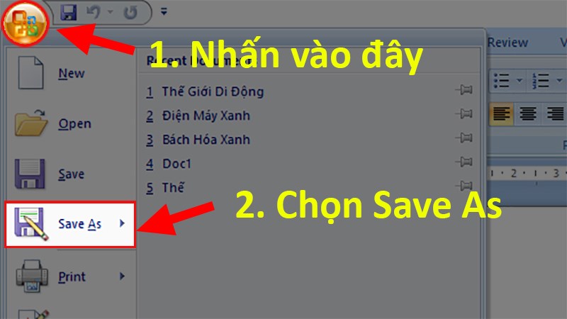 Cách lưu file Word không bị dính chữ trong Word 2007