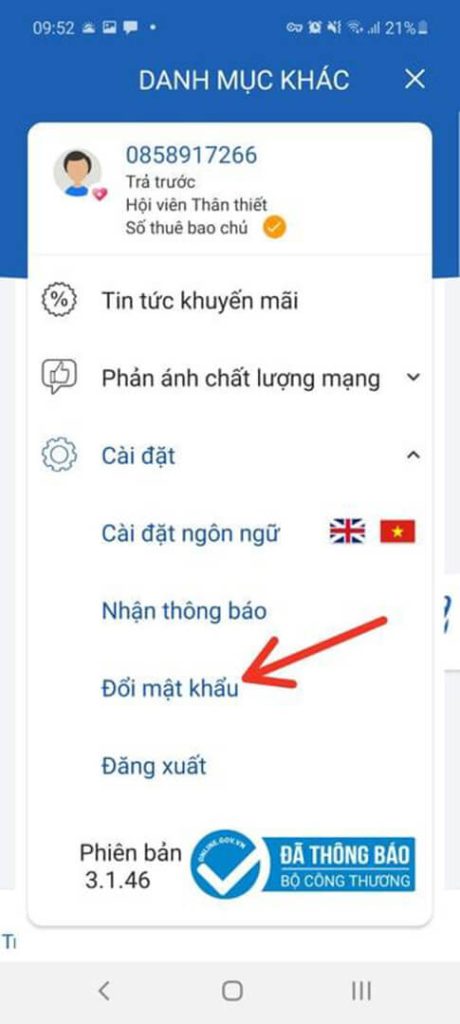 Cách thay đổi mk wifi VNPT trên app