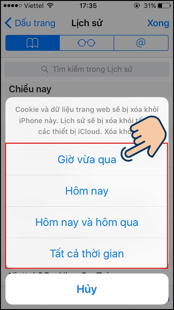 Cách xoá lịch sử Safari trên iPhone