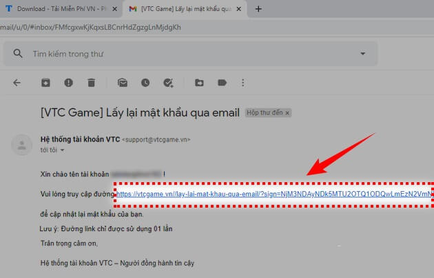 Lấy lại mật khẩu CF qua email