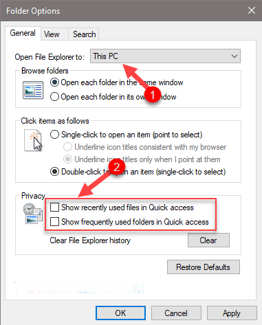 Tắt Quick Access trên Windows 10 - Bước 4