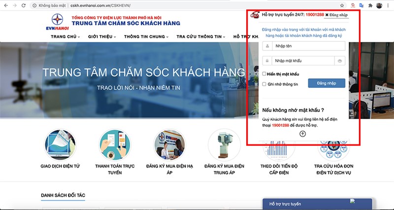 Tra cứu tiền điện miền Trung qua website 1