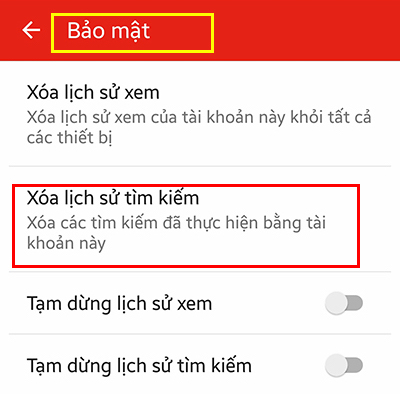 Xóa lịch sử Youtube trên điện thoại SamSung - Bước 4