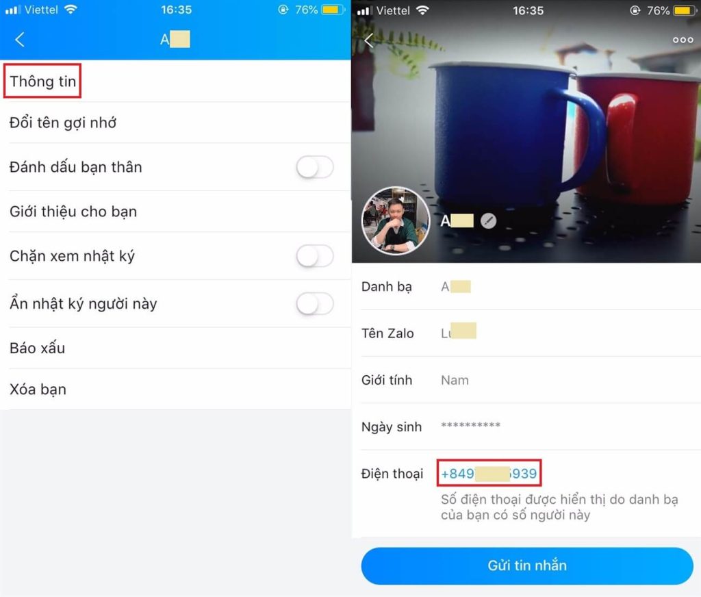 Cách lấy số điện thoại từ Zalo trên điện thoại