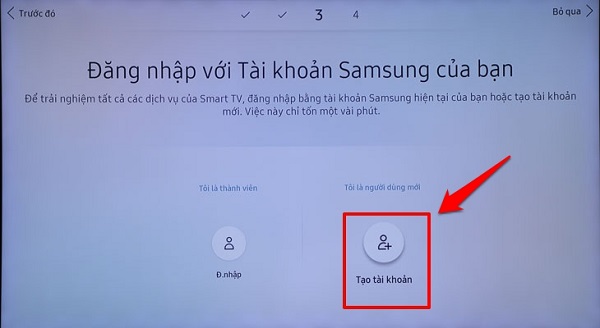 đăng nhập tài khoản Samsung trên TV